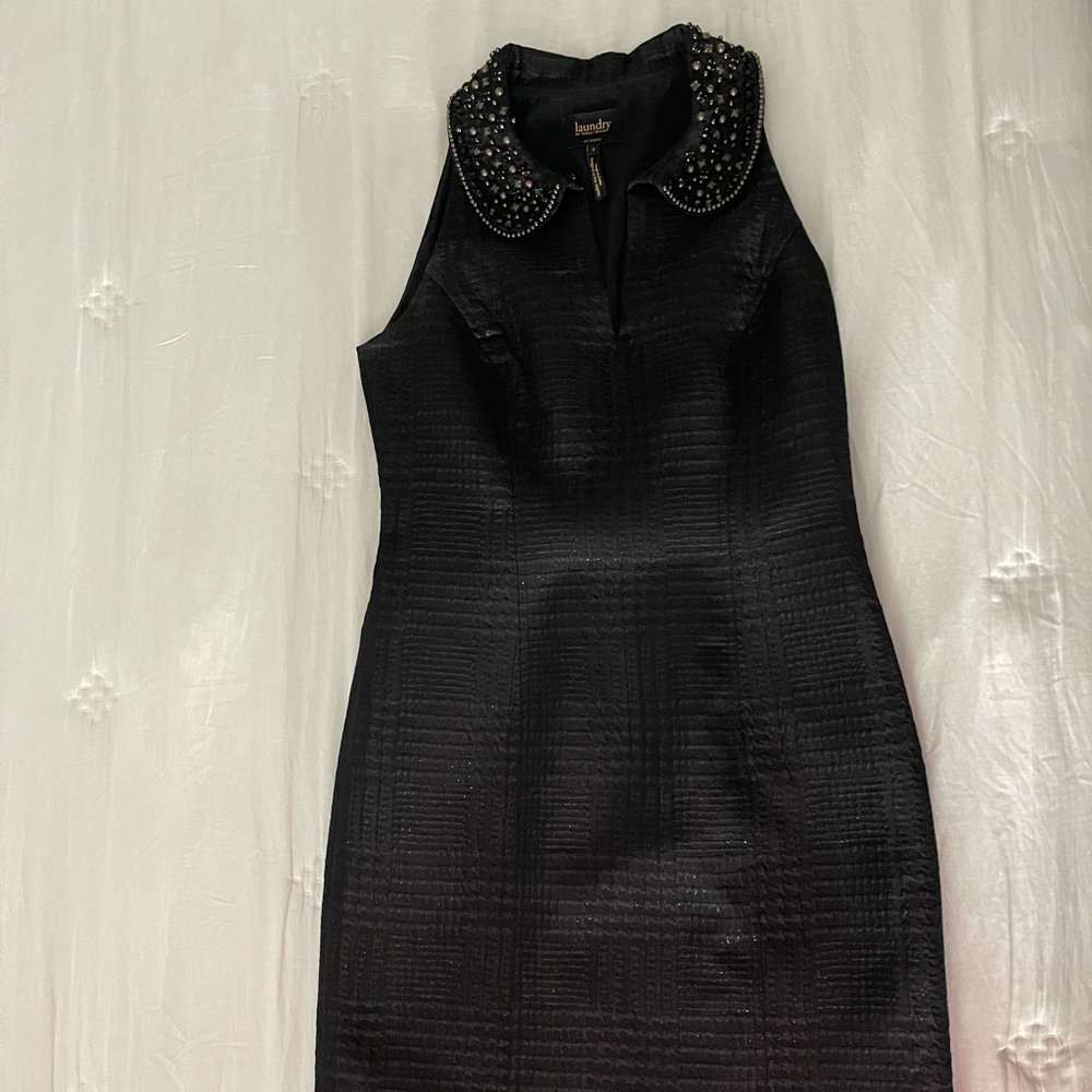 Laundry by Shelli Segal Black Dress with Embellished Collar